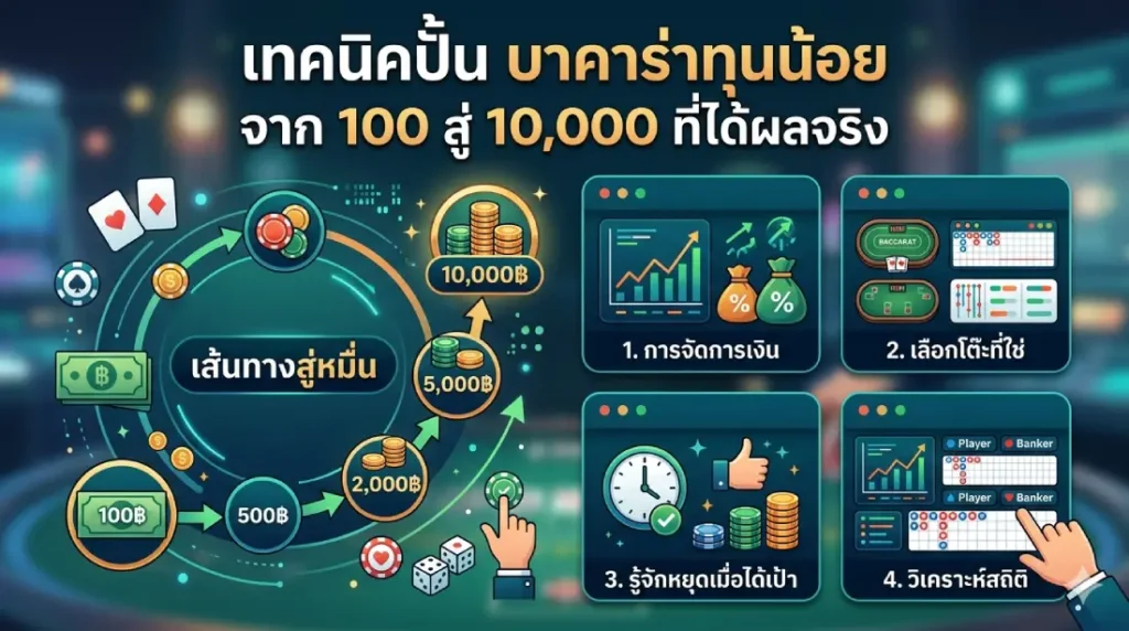 เทคนิคปั้น บาคาร่าทุนน้อย จาก 100 สู่ 10,000ที่ได้ผลจริง